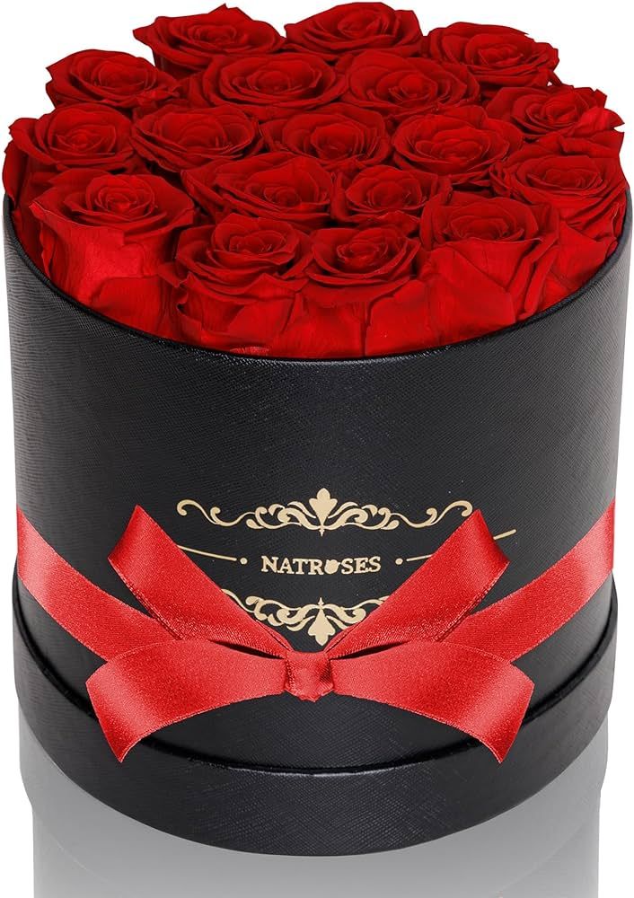 Handmade Preserved Roses in a Box, Long Lasting Red Roses, Preserved Flowers Gifts for Her Valent... | Amazon (US)