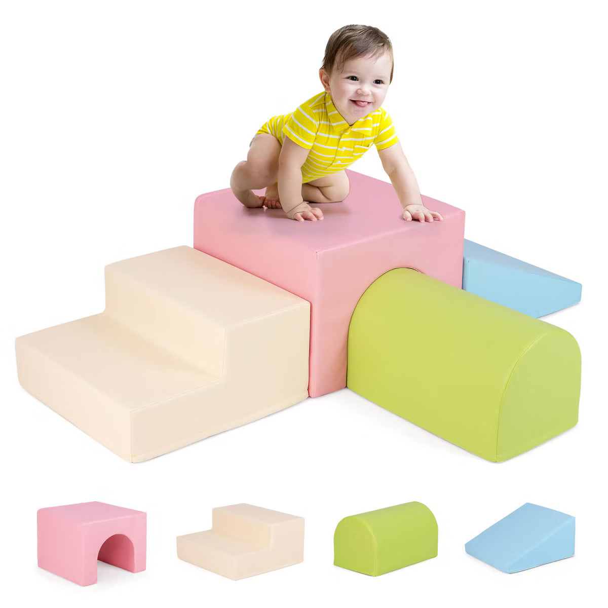 Costway Kids Climb and Crawl Activity Playset Blocks w/ Waterproof PU Cover EPE Foam | Target