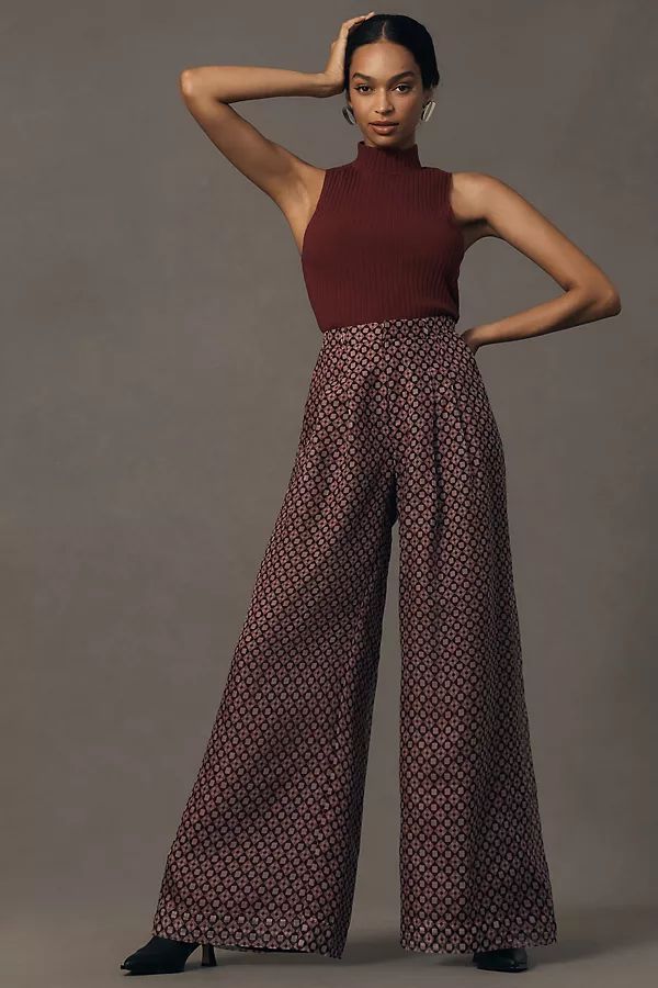 The Avery Pleated Wide-Leg Trousers by Maeve: Sheer Silk Edition | Anthropologie (US)