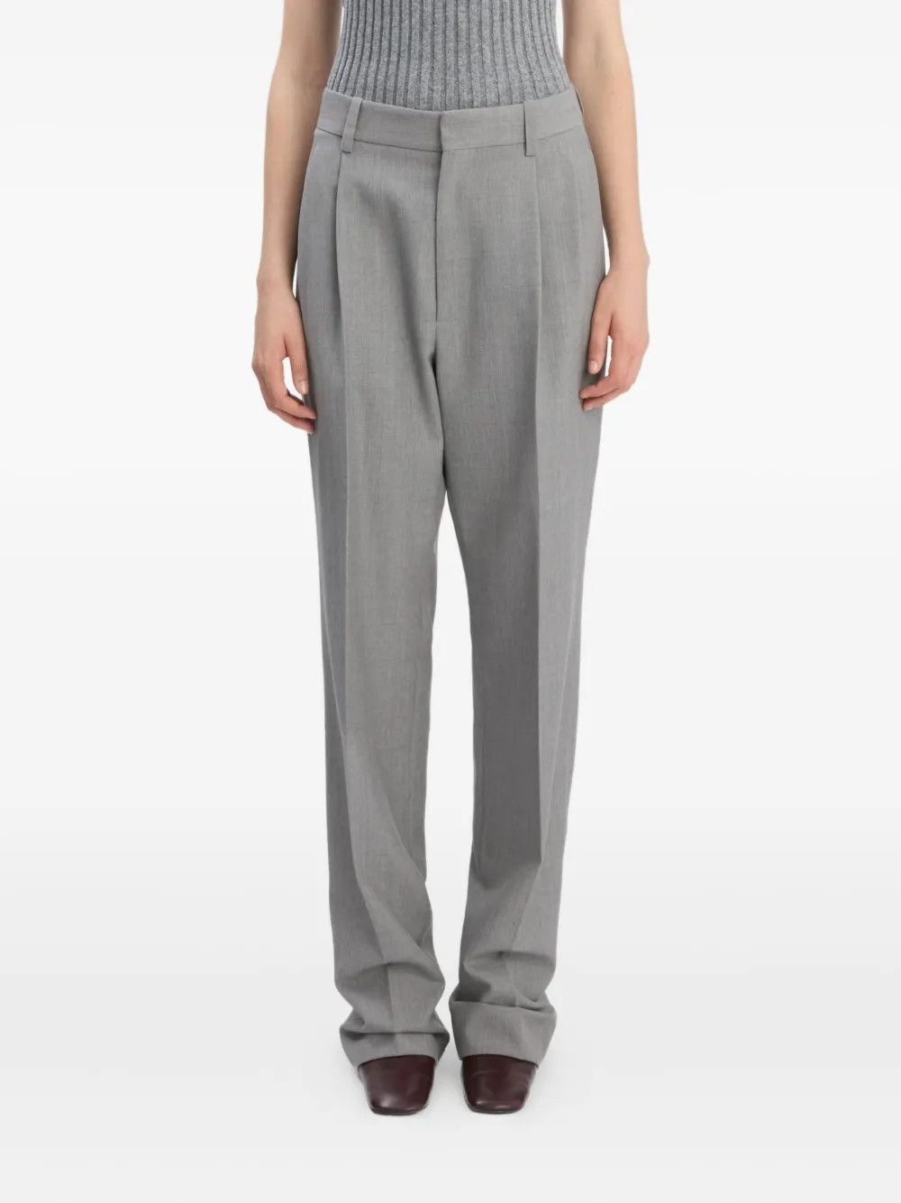 Victoria Beckham drop-waist straight-leg Trousers | Grey | FARFETCH | Farfetch Global