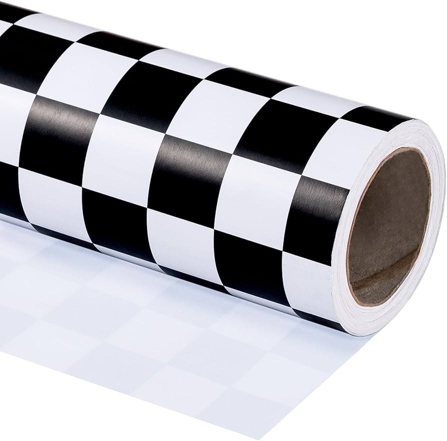 WRAPAHOLIC Checkered Flag Wrapping Paper Roll - 17 Inch x 33 Feet - Race Car Wrapping Paper for K... | Amazon (US)