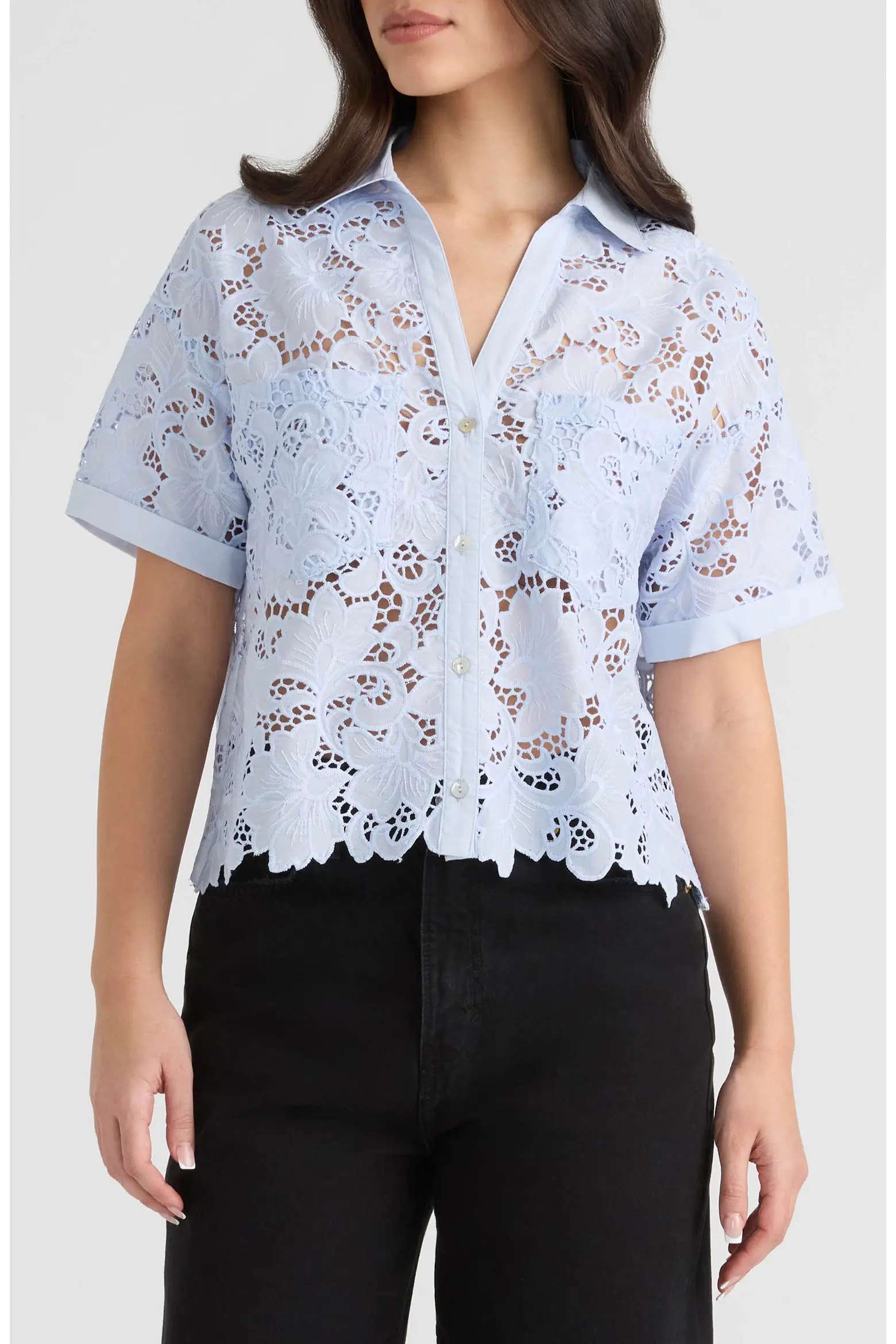 Sheer Cotton Lace Camp Shirt (Women) | Nordstromrack | Nordstrom Rack