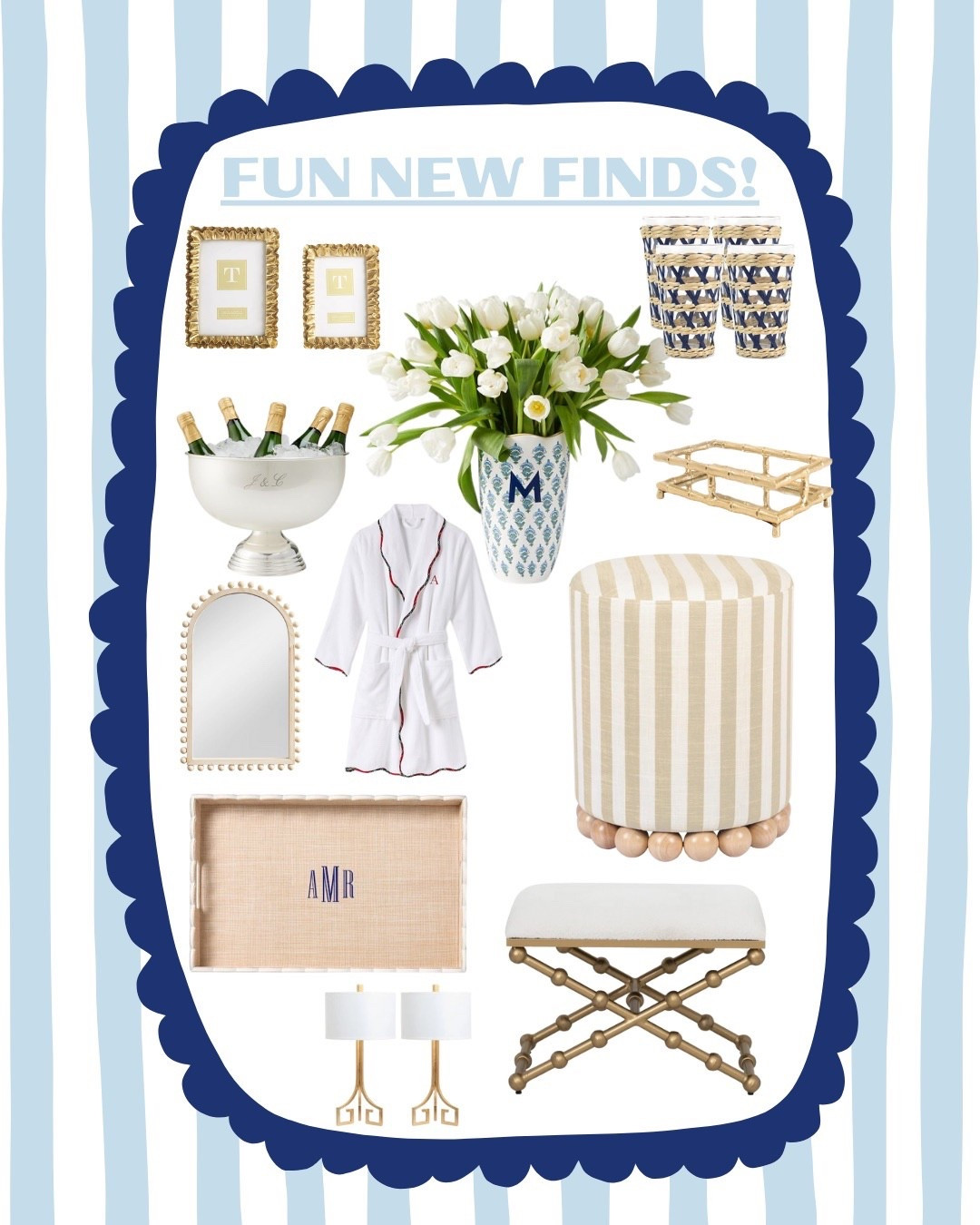 Fun new finds for a fresh home refresh! 💙 From coastal-chic glassware to scalloped accents and monogrammed details — these pieces instantly elevate any space. Tap to shop and follow @InspoFromMeg for more timeless home inspiration! 🏡✨


#HomeFinds #CoastalStyle #PreppyHome #BlueAndWhiteDecor #LTKHome #ScallopedDetails #ChinoiserieHome #ClassicInteriors #HomeDecorObsessed #TimelessStyle #DecorInspo #StyledSpaces #HomeFavorites

#LTKGiftGuide #LTKmomlife #LTKselfcare