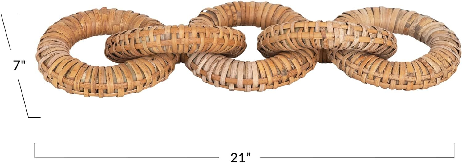 Creative Co-Op Rattan Wrapped Mango Wood 5 Links Decorative Chain, 21" L x 7" W x 7" H, Natural | Amazon (US)
