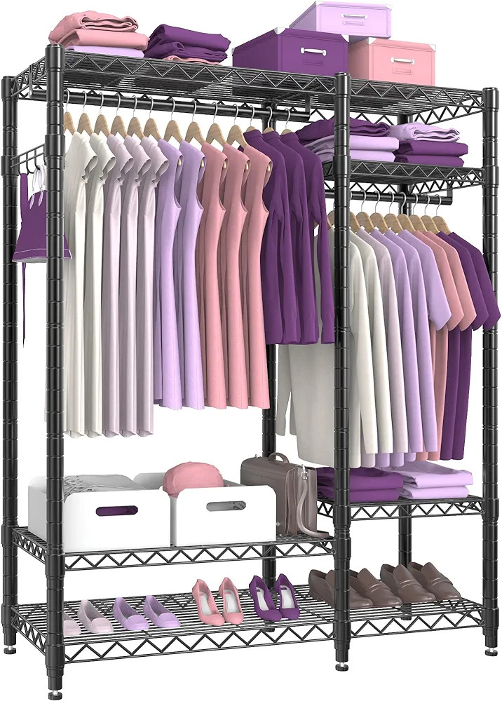 GOODPIE H5 Garment Rack Heavy Duty Clothes Racks, 5 Tiers Freestanding Metal Clothing Rack with S... | Amazon (US)