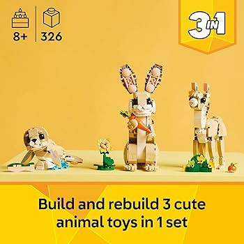 LEGO Creator 3 in 1 Cute Bunny Toy - Building Toy Set with 3 Build Options, Bunny, Seal, or Llama... | Amazon (US)