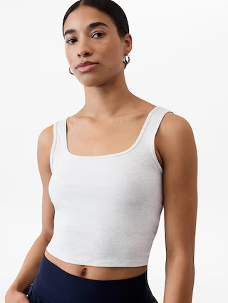 Signature Rib Square Neck Crop Tank | Athleta