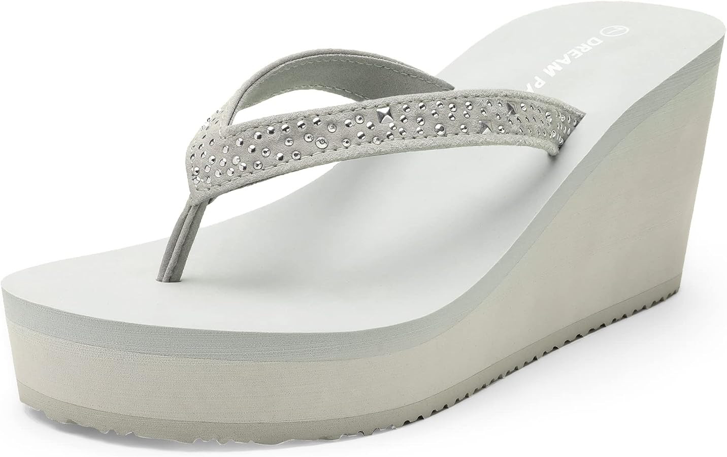 DREAM PAIRS Platform Rhinestones Wedge Flip Flop | Amazon (US)