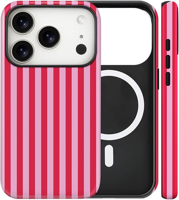 flewfun Magnetic for iPhone 17 Pro Case Cute Stripes Phone Case, Shockproof Slim TPU and Hard PC ... | Amazon (US)