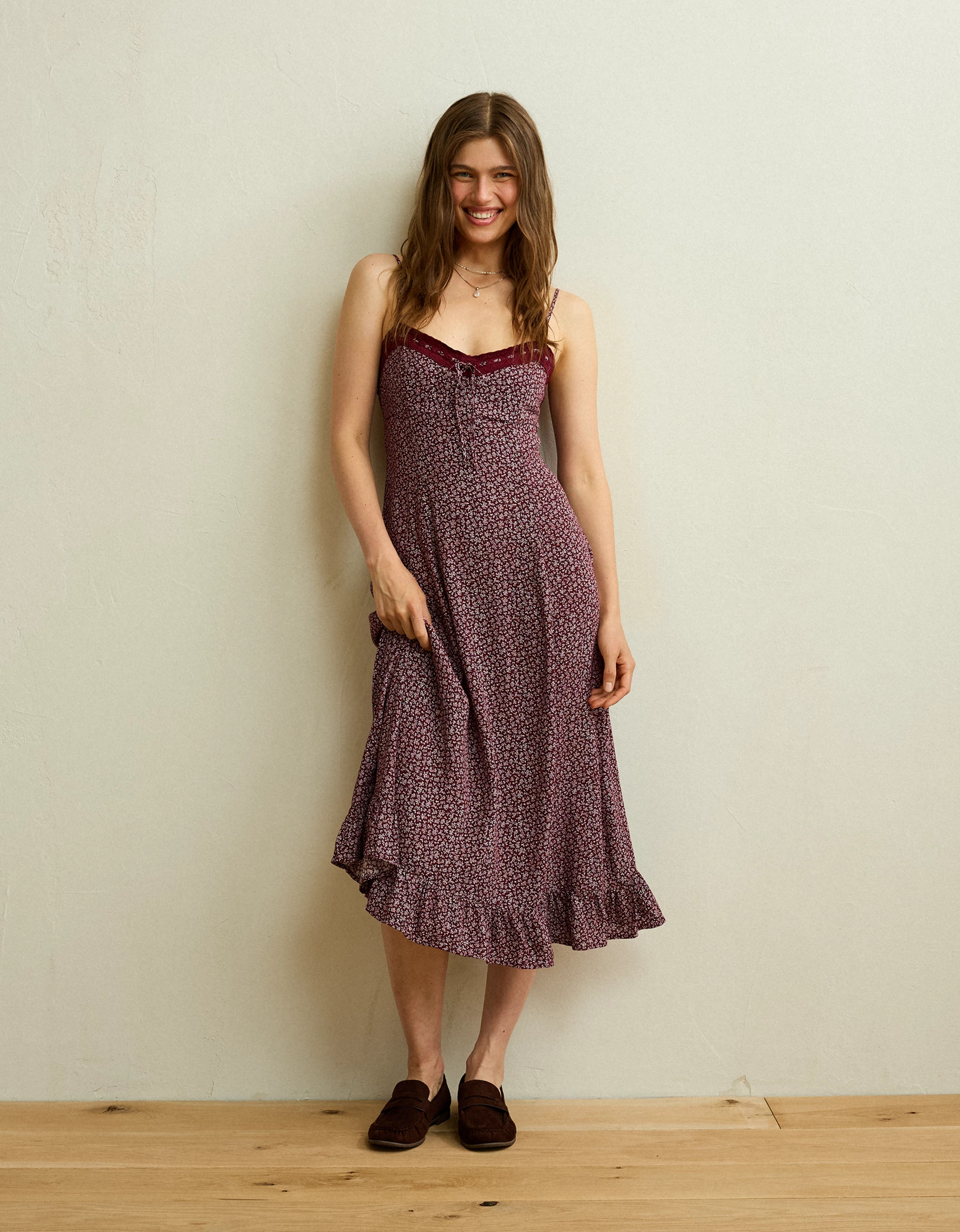 Member Love Deal New AE Sweetheart Slip Midi Dress | American Eagle Outfitters (US & CA)