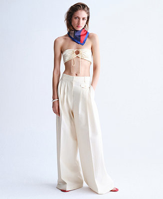 Selection Mango Women's Pleated Straight Cotton Pants - Macy's | Macy's