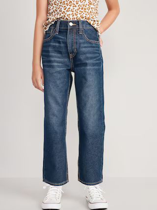 High-Waisted Slouchy Straight Built-In Tough Jeans for Girls | Old Navy (US)