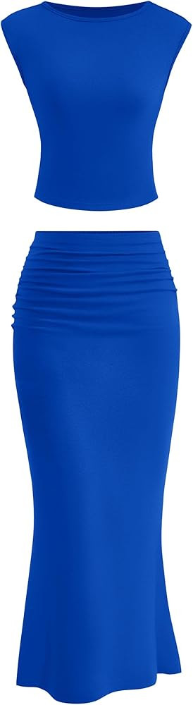 PRETTYGARDEN Skirt Sets Women 2 Piece Outfits Summer Outfits 2026 Going Out Crop Tops Long Maxi S... | Amazon (US)