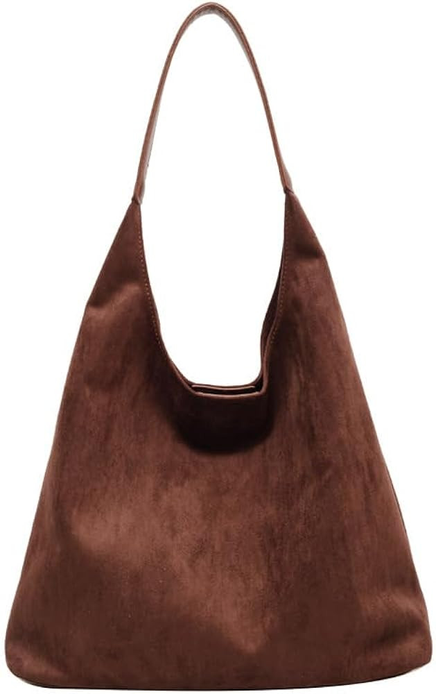 Suede Hobo Bag for Women Slouchy Purse Fashionable Office Tote Handbag(Coffee) | Amazon (US)
