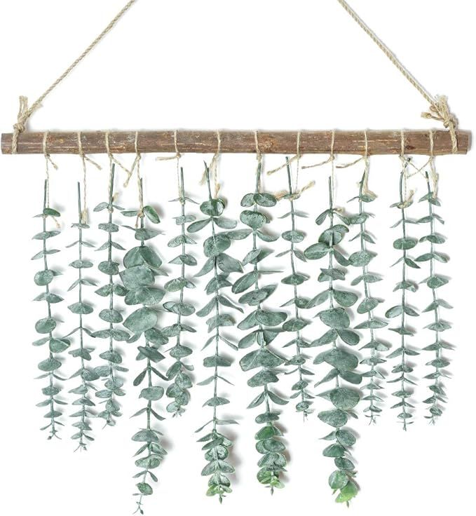 Artificial Eucalyptus Wall Hanging Decor-Fake Eucalyptus Leaves Greenery Farmhouse Rustic Wall Ha... | Amazon (US)