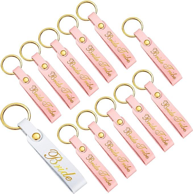 12 Pieces Bride Keychain Bridesmaid Keychains Team Wedding Key Rings Maid of Honor Pink Keychain ... | Amazon (US)