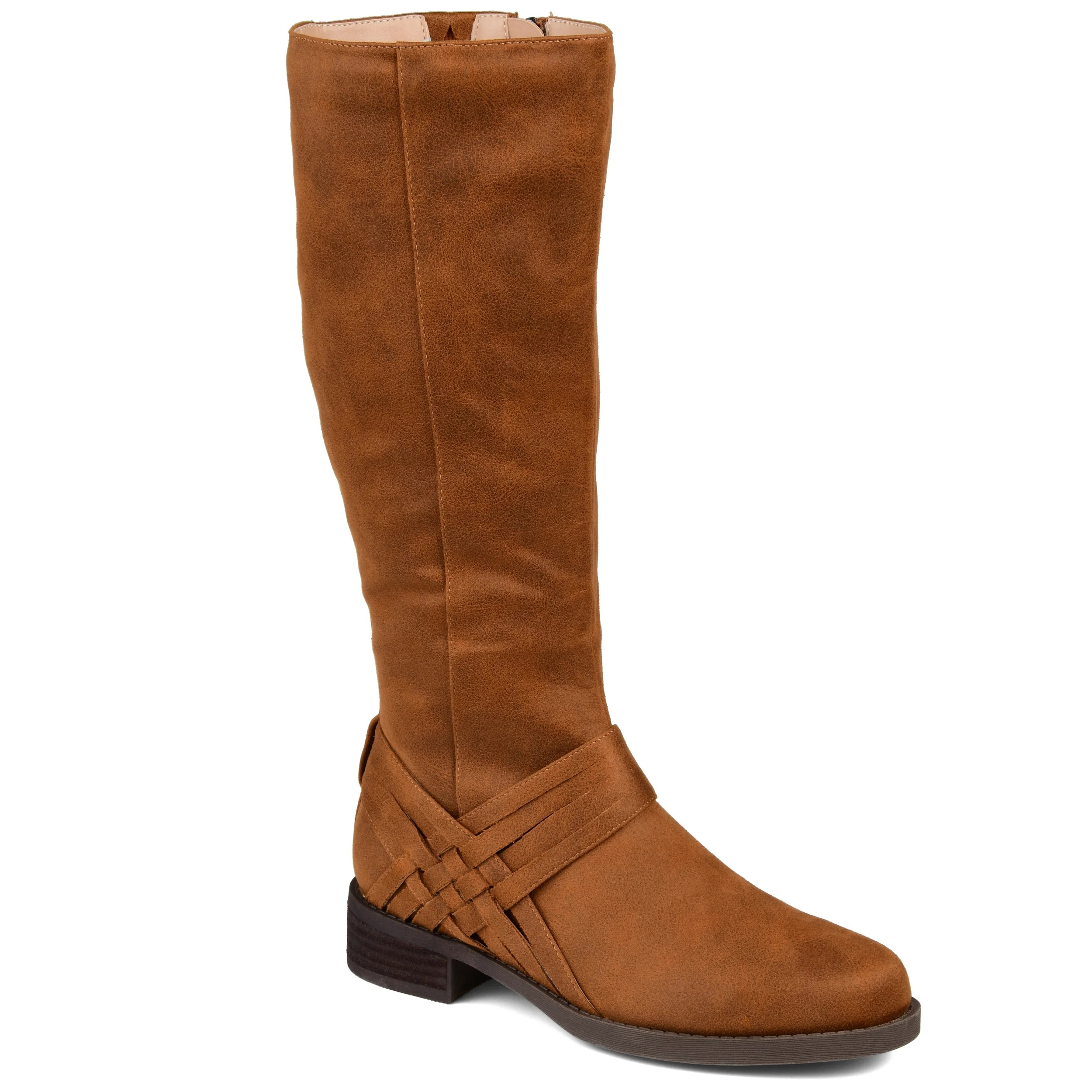 Brinley Co. Womens Wide Calf Weave Detail Riding Boot - Walmart.com | Walmart (US)