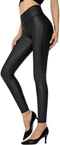 SANTINY Women's 25.5''/27'' Faux Leather Leggings Pants Stretch High Waisted Tights for Women | Amazon (US)