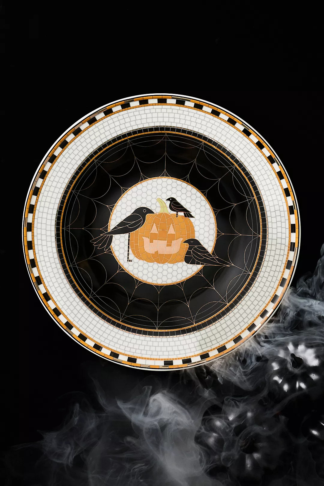 Bistro Tile Stoneware 24k Gold Accent Halloween Dessert Plate | Anthropologie (US)