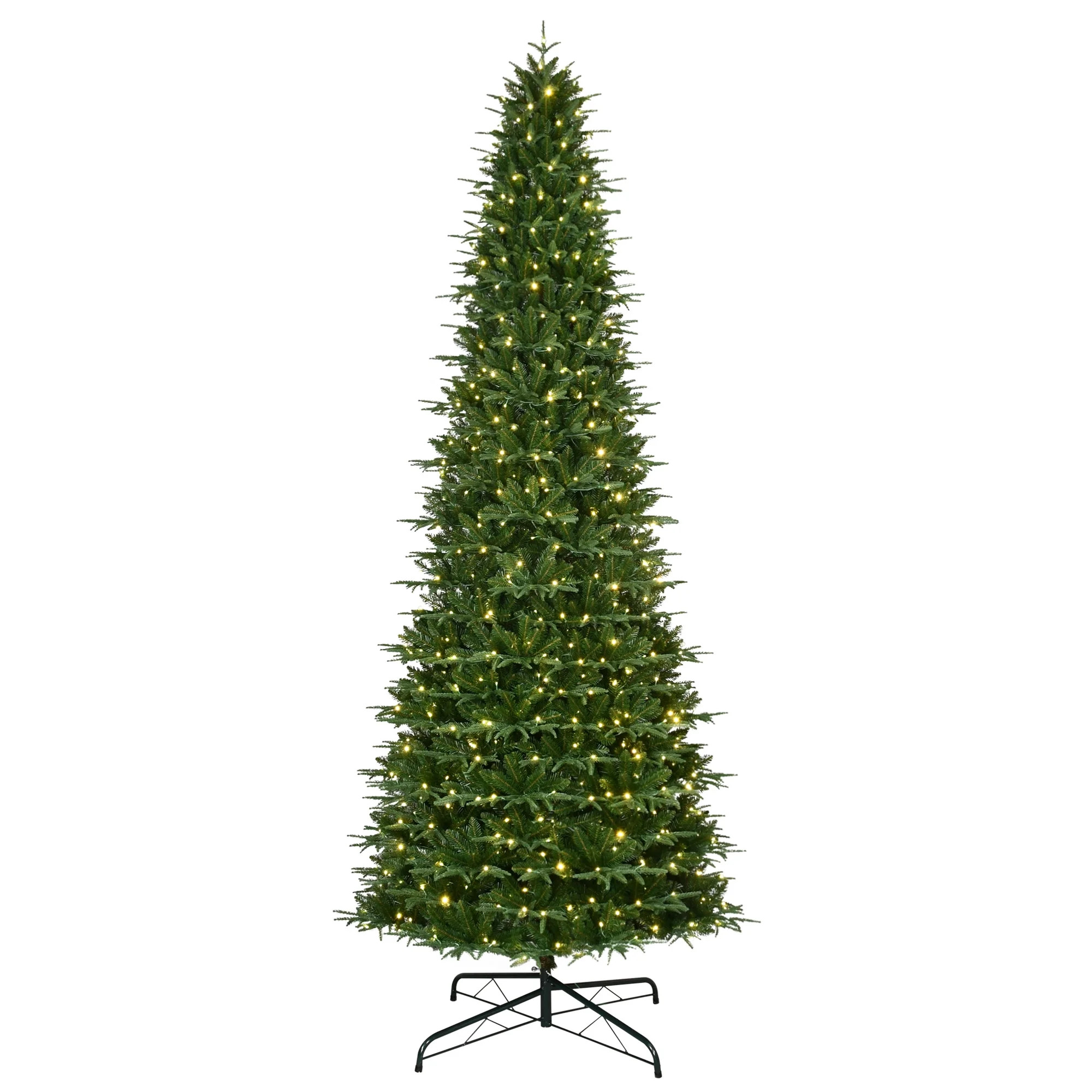 12 ft Pre-Lit Sheridan Sure-Lit Pole Slim Pine Christmas Tree, 800 Color-Changing LED, Green, by ... | Walmart (US)