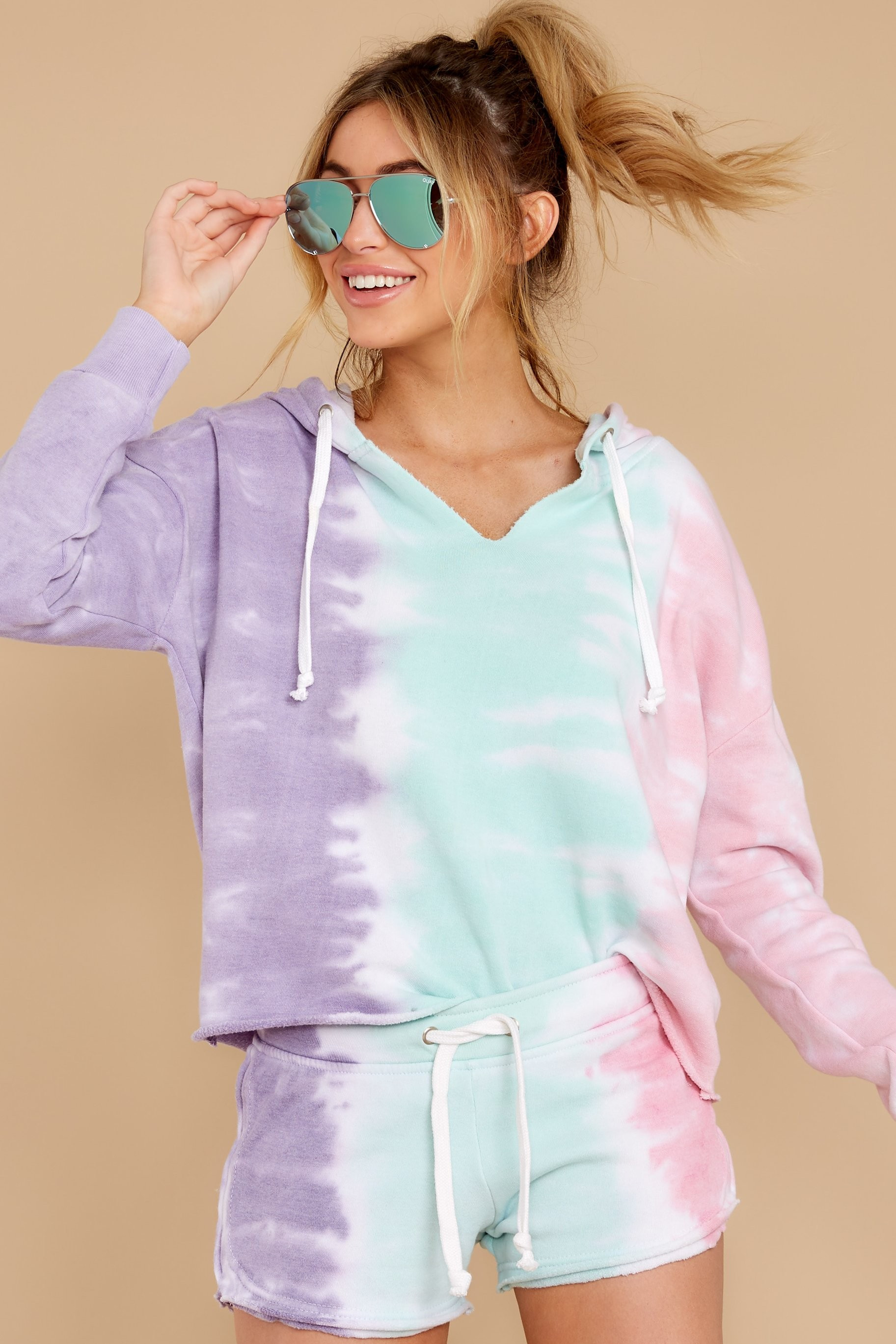 Boardwalk Overlook Mint Multi Tie Dye Hoodie | Red Dress 