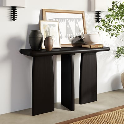 47" Black Walnut Wooden Shoe Storage Bench with 3 Doors & 5 Shelves for Entryway | Homary