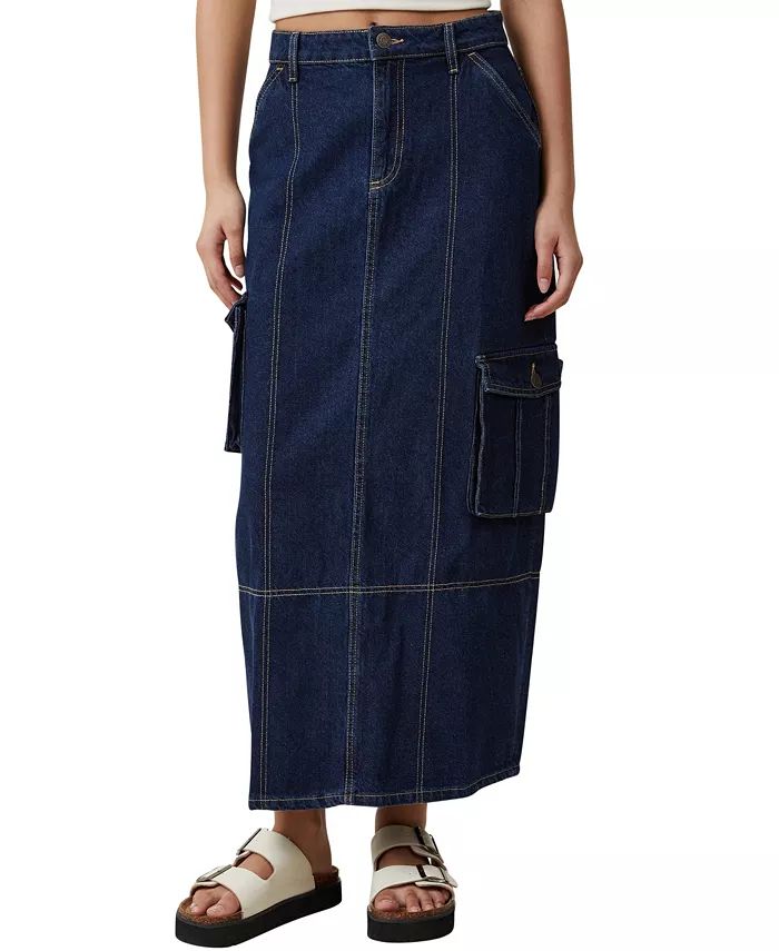 Women's Cargo Denim Maxi Skirt | Macy's