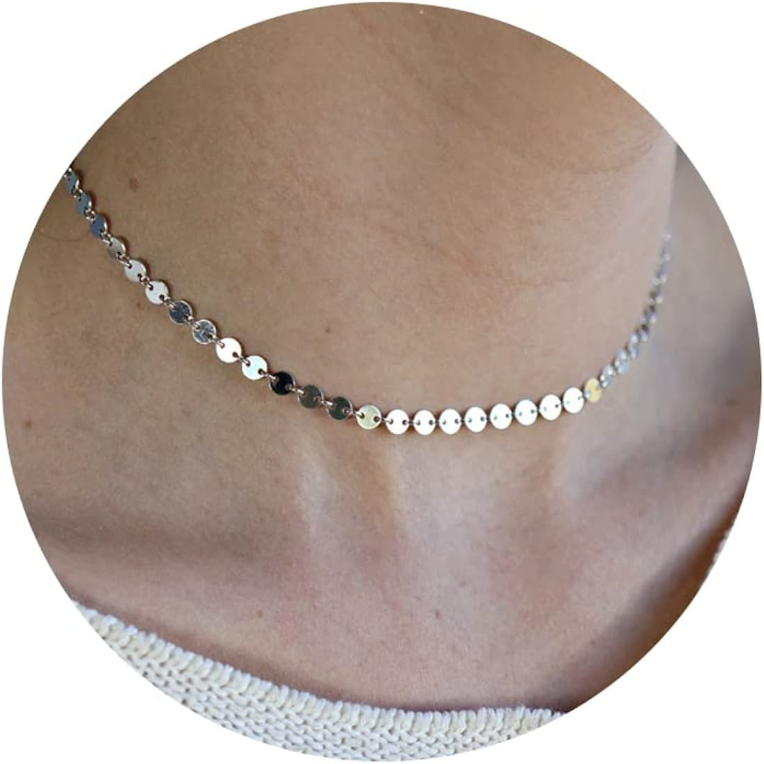 CHESKY Gold Dainty Choker Necklace for Women, 14k Gold/Silver Plated Layered Satellite Bead Choker T | Amazon (US)