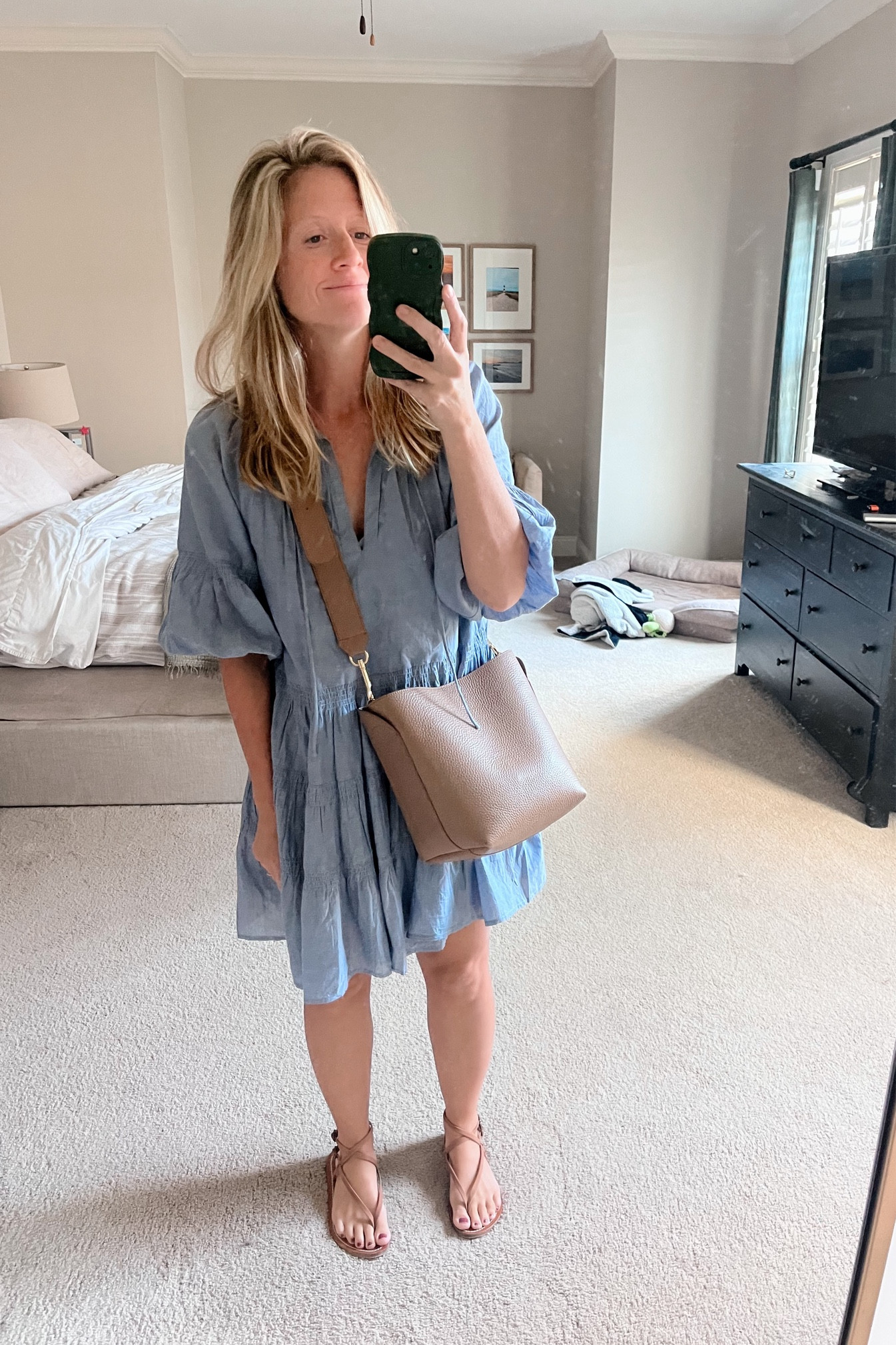 prefall dress - apeice apart sale - apeice apart dress on sale - easy throw up dress - neutral crossbody bag - neutral sandals - mom outfit 

#LTKStyleTip #LTKSaleAlert