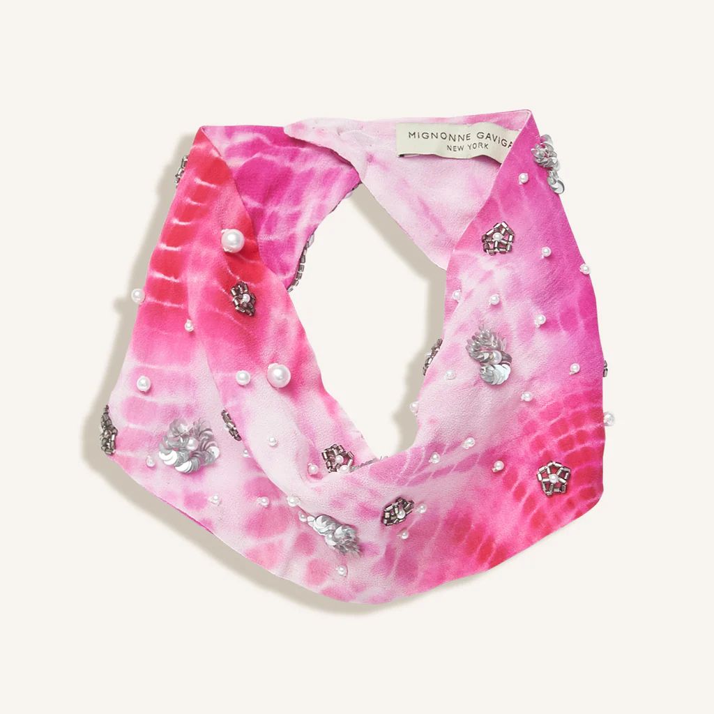 Mini Tie Dye Le Charlot Scarf Necklace Hot Pink | Mignonne Gavigan