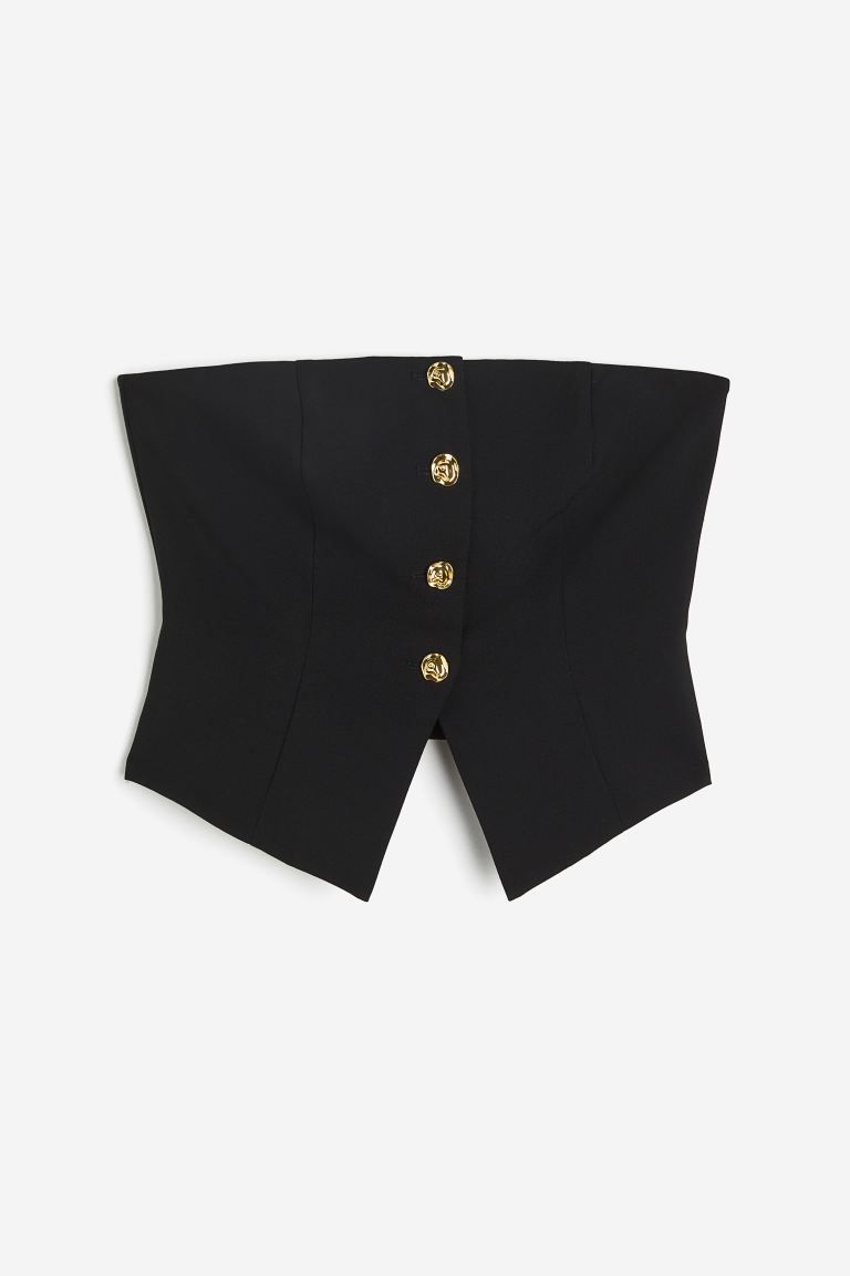Corset-style Top with Buttons - Black - Ladies | H&M US | H&M (US + CA)