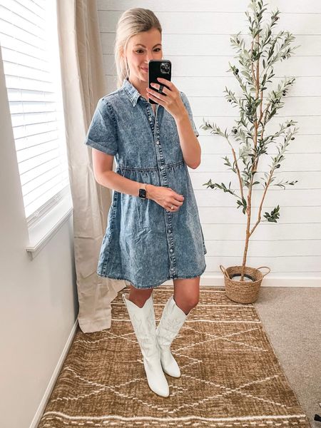 Grab this outfit for a last minute CMA Fest look! I'm obsessed with these white cowboy boots with a denim babydoll dress!

amazon finds, amazon fashion, women's fashion, country concert outfit, summer concert outfit

#LTKStyleTip #LTKSeasonal