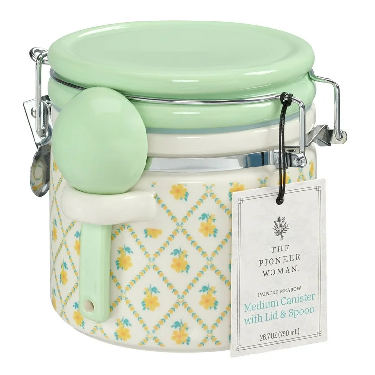 The Pioneer Woman Stoneware Painted Meadow Medium Canister with Lid and Ceramic Spoon | Walmart (US)