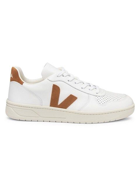 Women's V-10 Leather Metallic Logo Patch Low-Top Sneakers | Saks Fifth Avenue