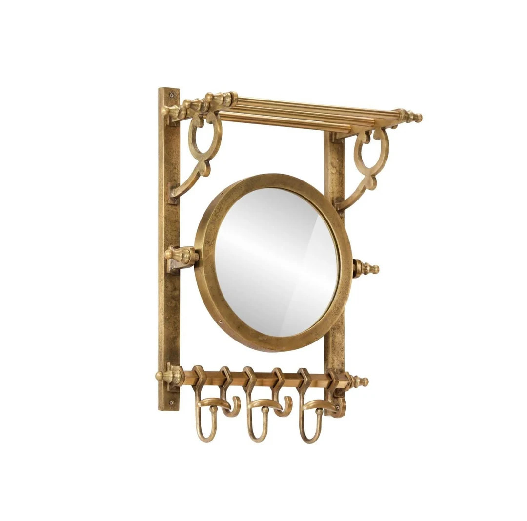 WARDROBE Handmade Wall Train Rack Shelf Wall Mirror Coat Hanger Hook Three in One - Etsy | Etsy (US)