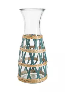 Home Essentials & Beyond Turquoise Striped Rattan Sleeve 35 Ounce Carafe | Belk