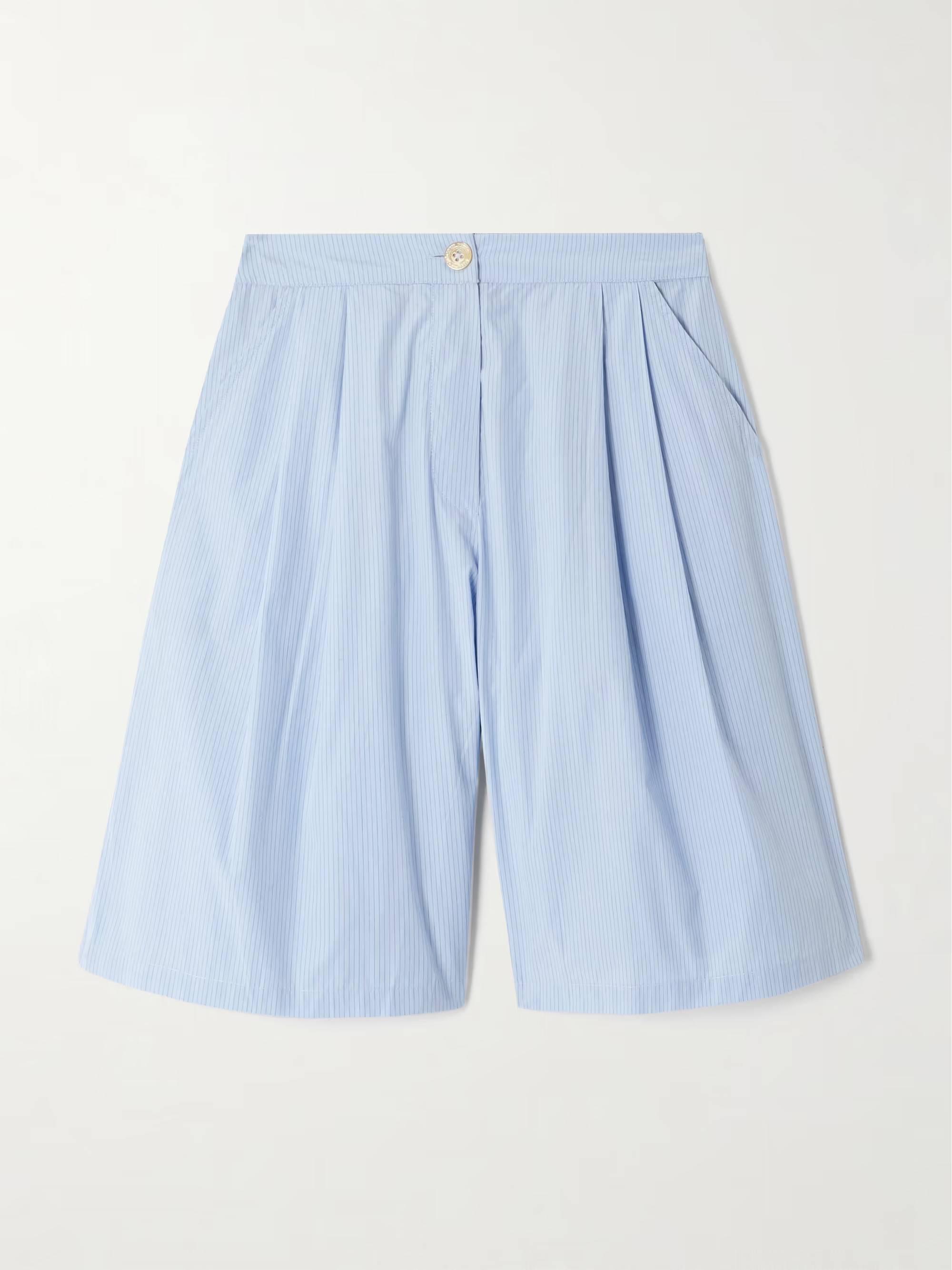 Striped pleated cotton-poplin shorts | NET-A-PORTER APAC