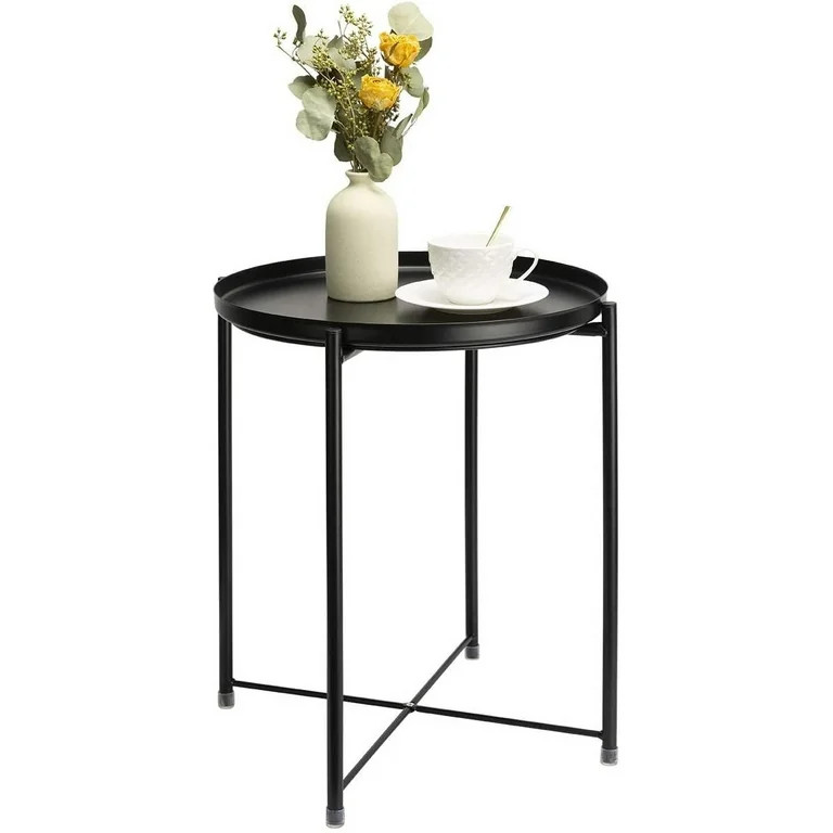 Cerbior Metal Tray End Table, Round Accent Coffee Side Table, Anti-Rust and Waterproof Outdoor Sm... | Walmart (US)