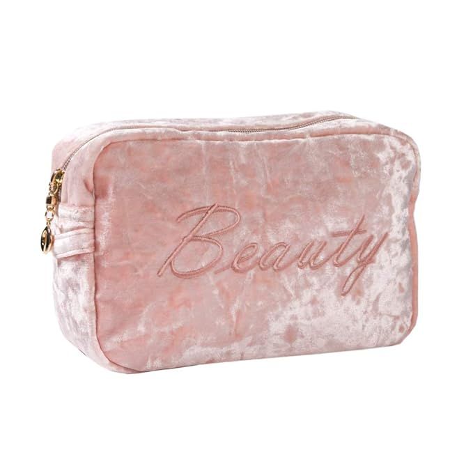 HOYOFO Women's Small Makeup Bag Velvet Daily Cosmetic Bags Zipper Makeup Pouch for Purse Portable... | Amazon (US)
