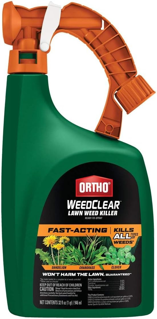 Ortho WeedClear Lawn Weed Killer Ready-To-Spray, Kills Crabgrass, Dandelion and Clover, 32 oz. | Amazon (US)