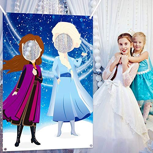 Ticiaga Frozen Photo Door Banner, Large Fabric Elsa Face Photography Banner Background, Pretend A... | Amazon (US)