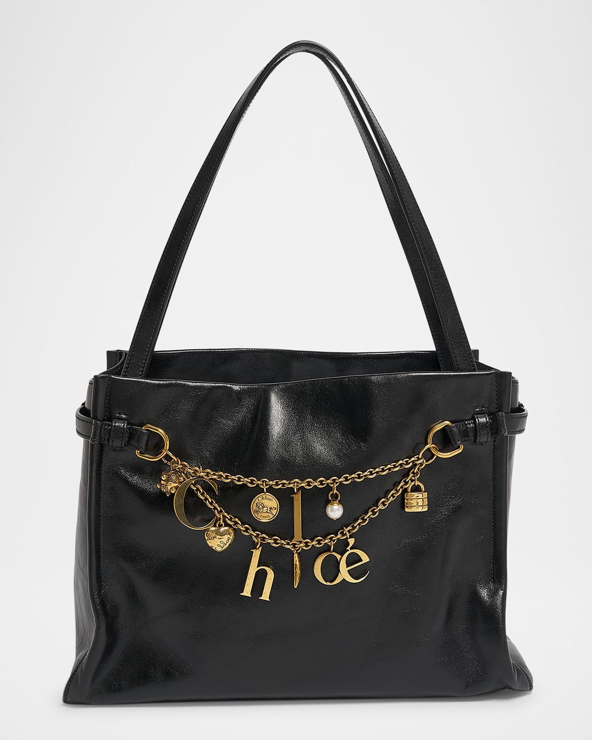 Logo Charms Tote Bag in Shiny Leather | Neiman Marcus
