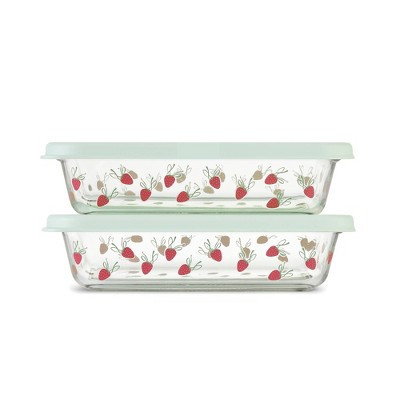 Ello 4pc (Set of 2) Everyday 4.5c Glass Food Storage Containers Green Strawberries | Target