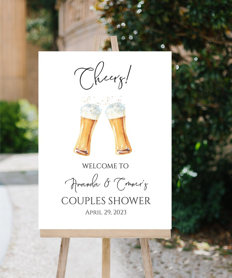 Beer Engagement Party Welcome Sign | Rehearsal Dinner Welcome Sign | Beer Couples Shower Sign | T... | Etsy (US)