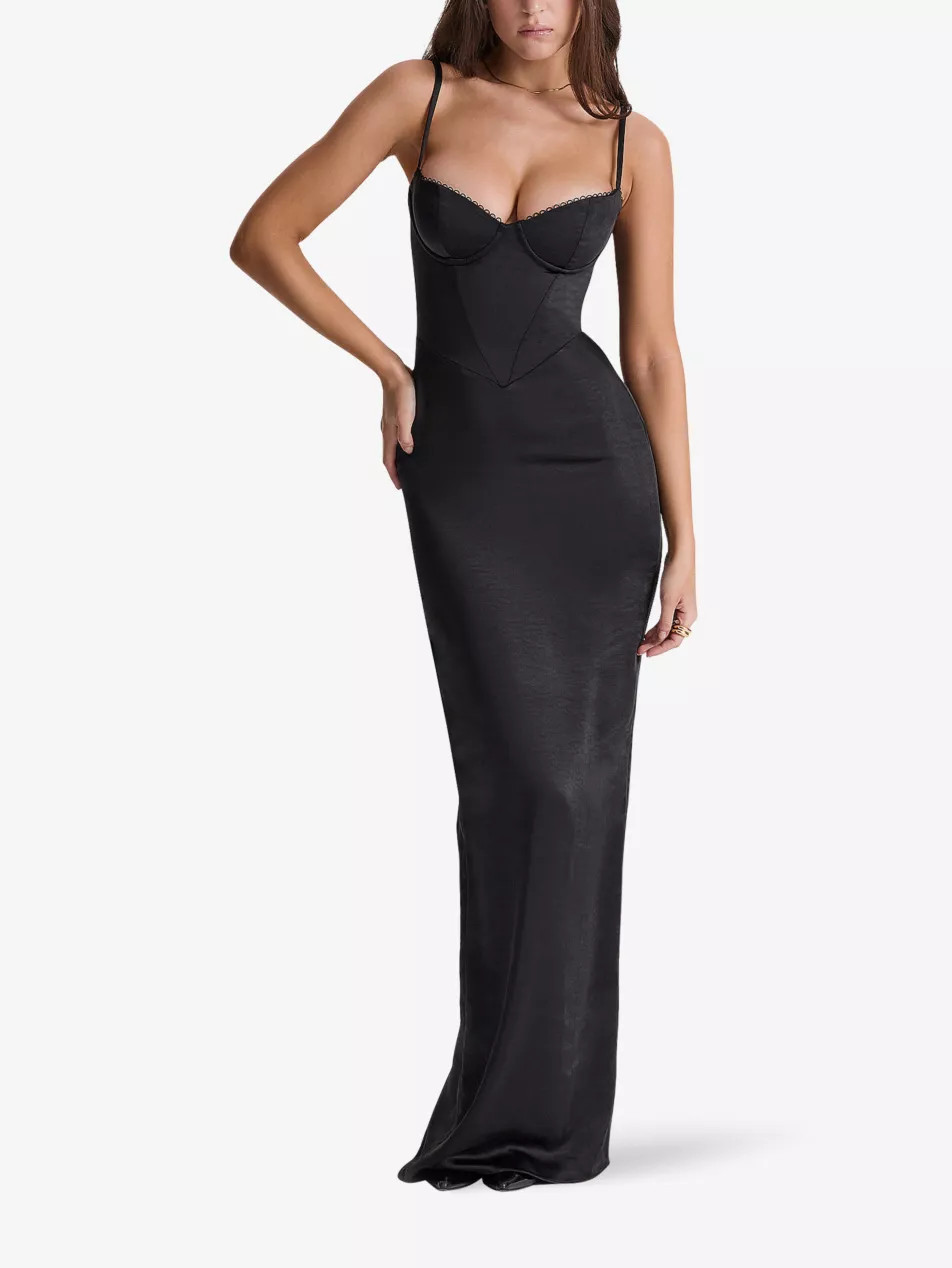 Stefania corset satin maxi dress | Selfridges