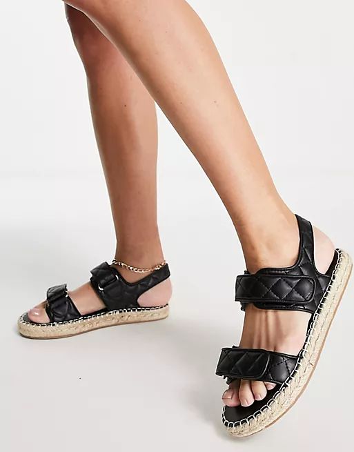 Missguided quailted faux leather espadrille sandals in black | ASOS | ASOS (Global)