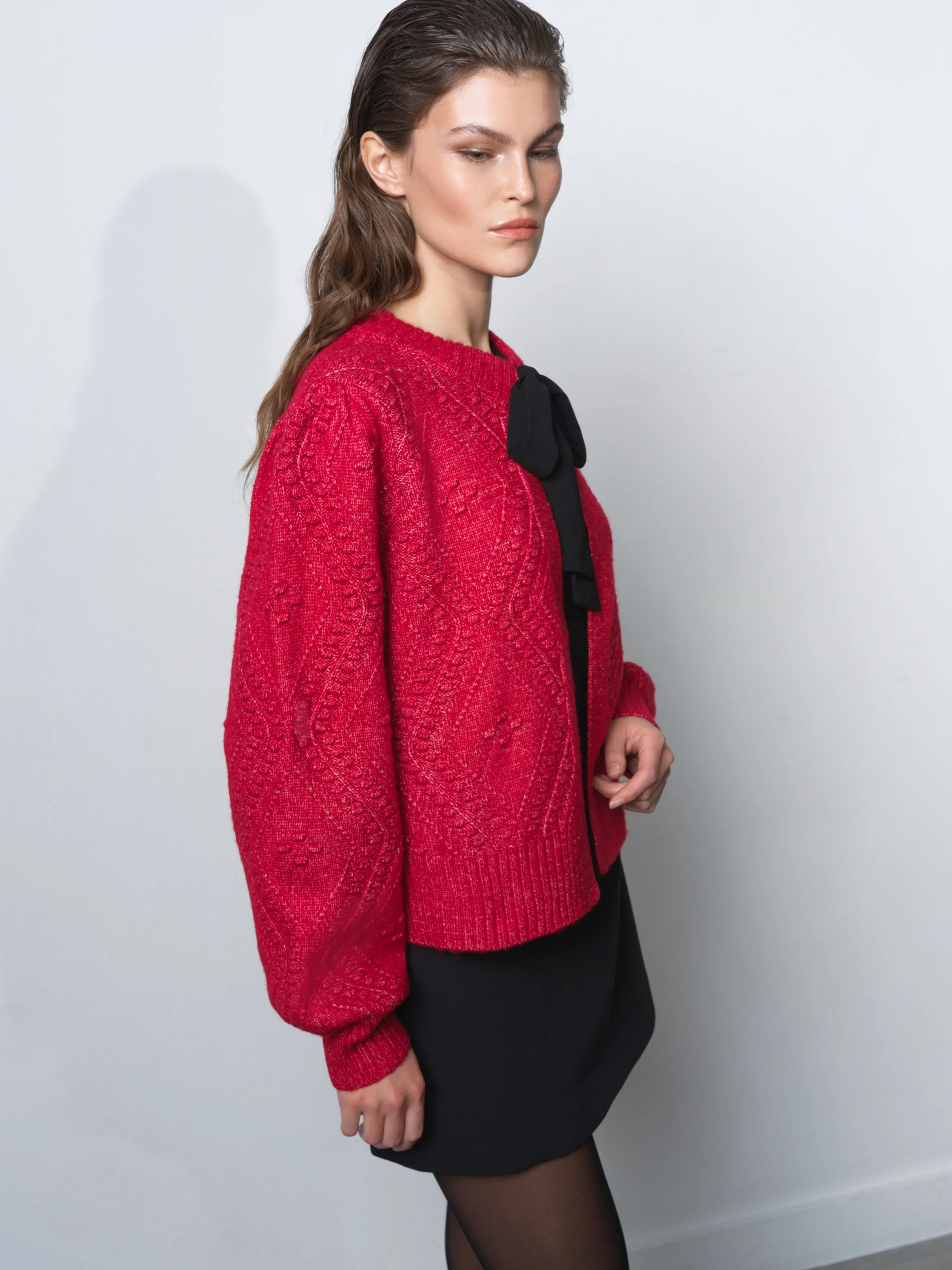 Kitty Recycled Bobble Bow Cardigan | French Connection (UK)