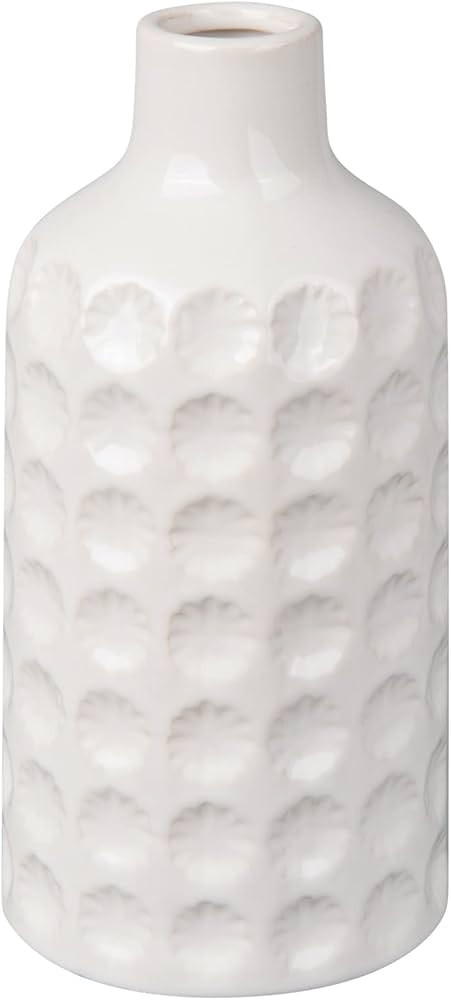 9 Inch White Ceramic Vases Floral Porcelain Decorative Boho Farmhouse Beige Flower Vase for Home ... | Amazon (US)