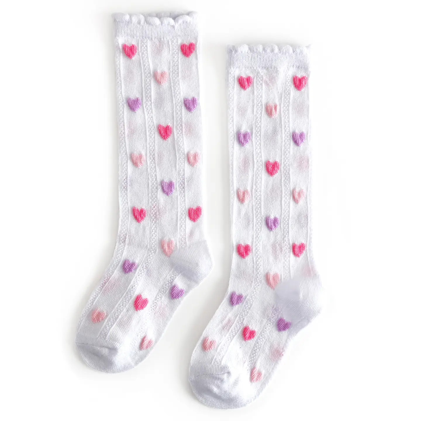 Little Stocking Co. Darling Hearts Scalloped Knee High Socks | JoJo Mommy