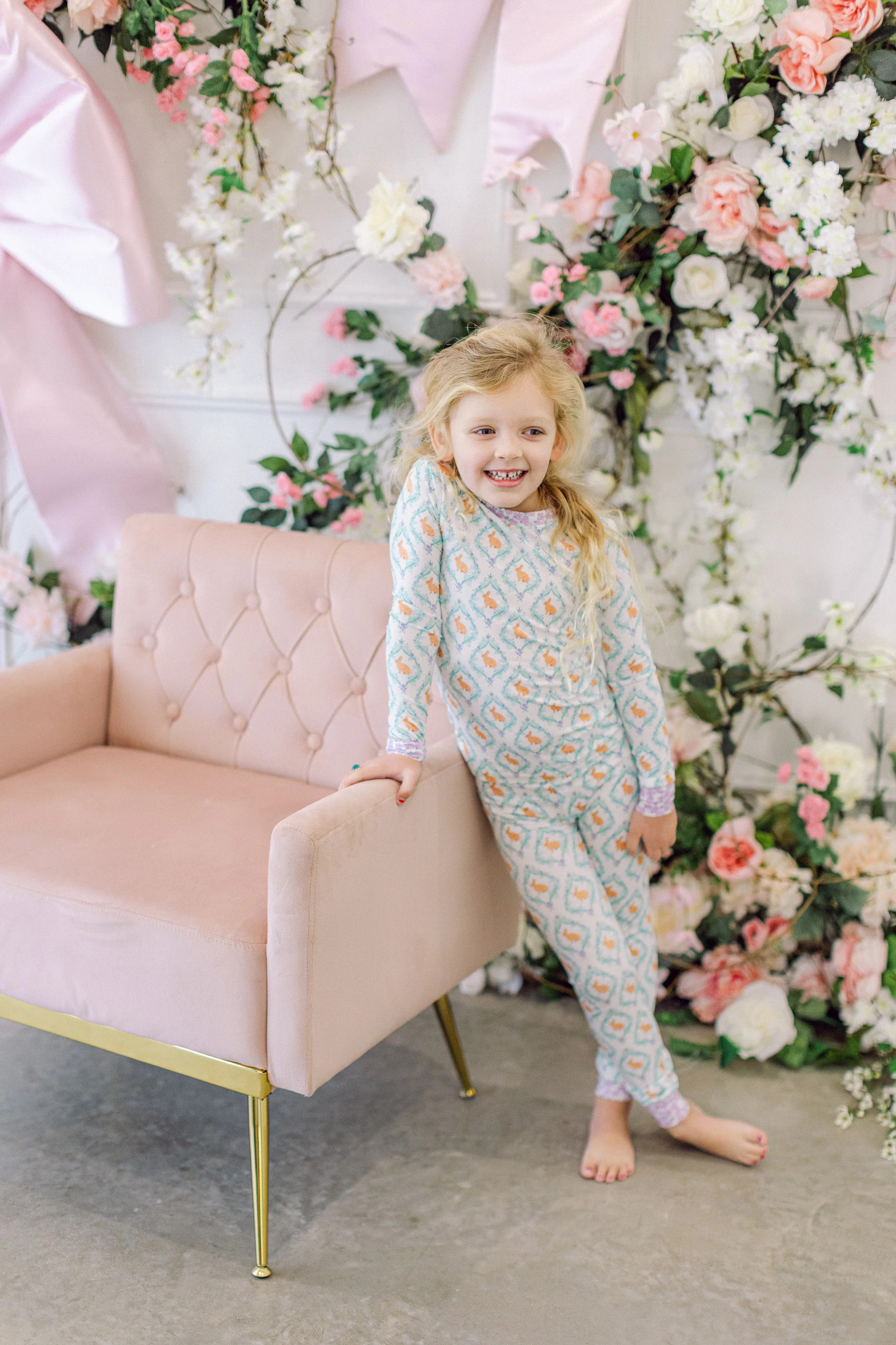 Floral Bunny Premium PJ Set | Poppy Kids Co